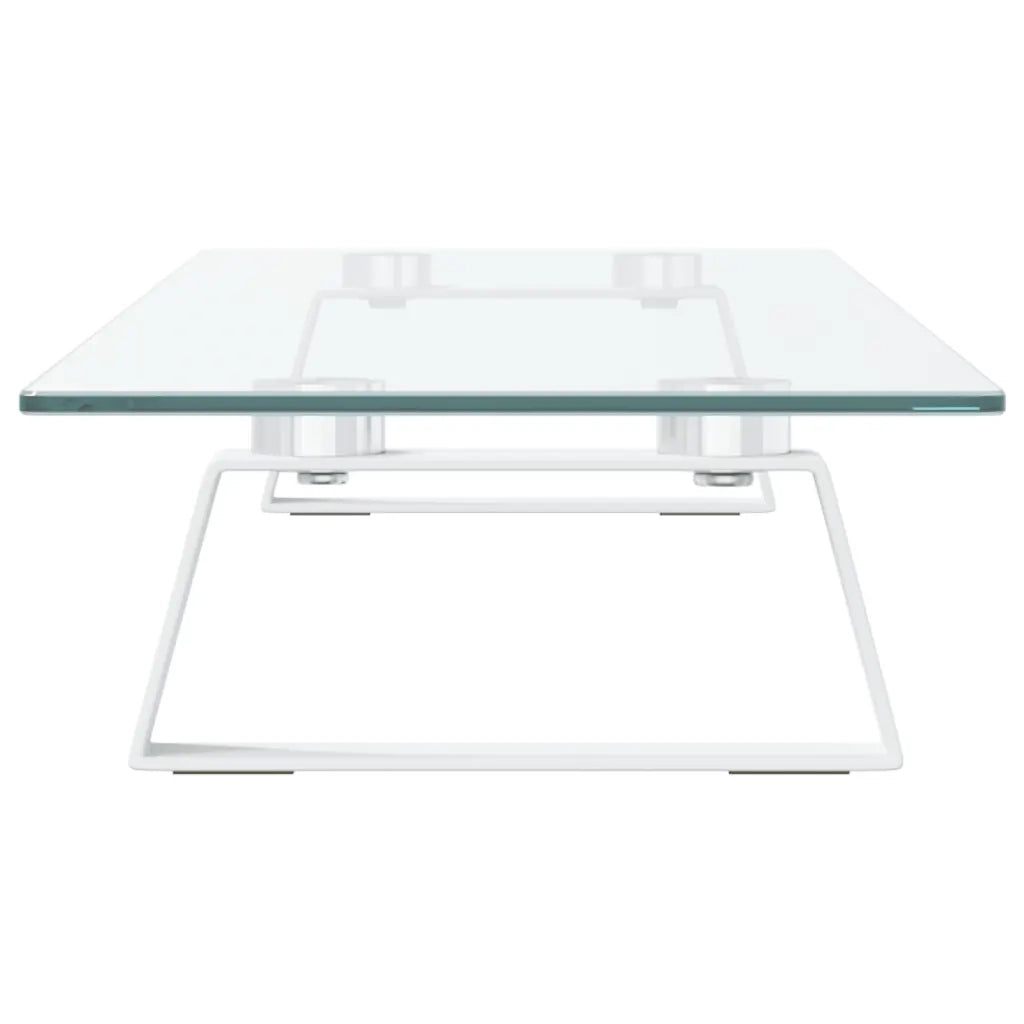 Supporto per Monitor Bianco 80x20x8cm Vetro Temperato e Metallo