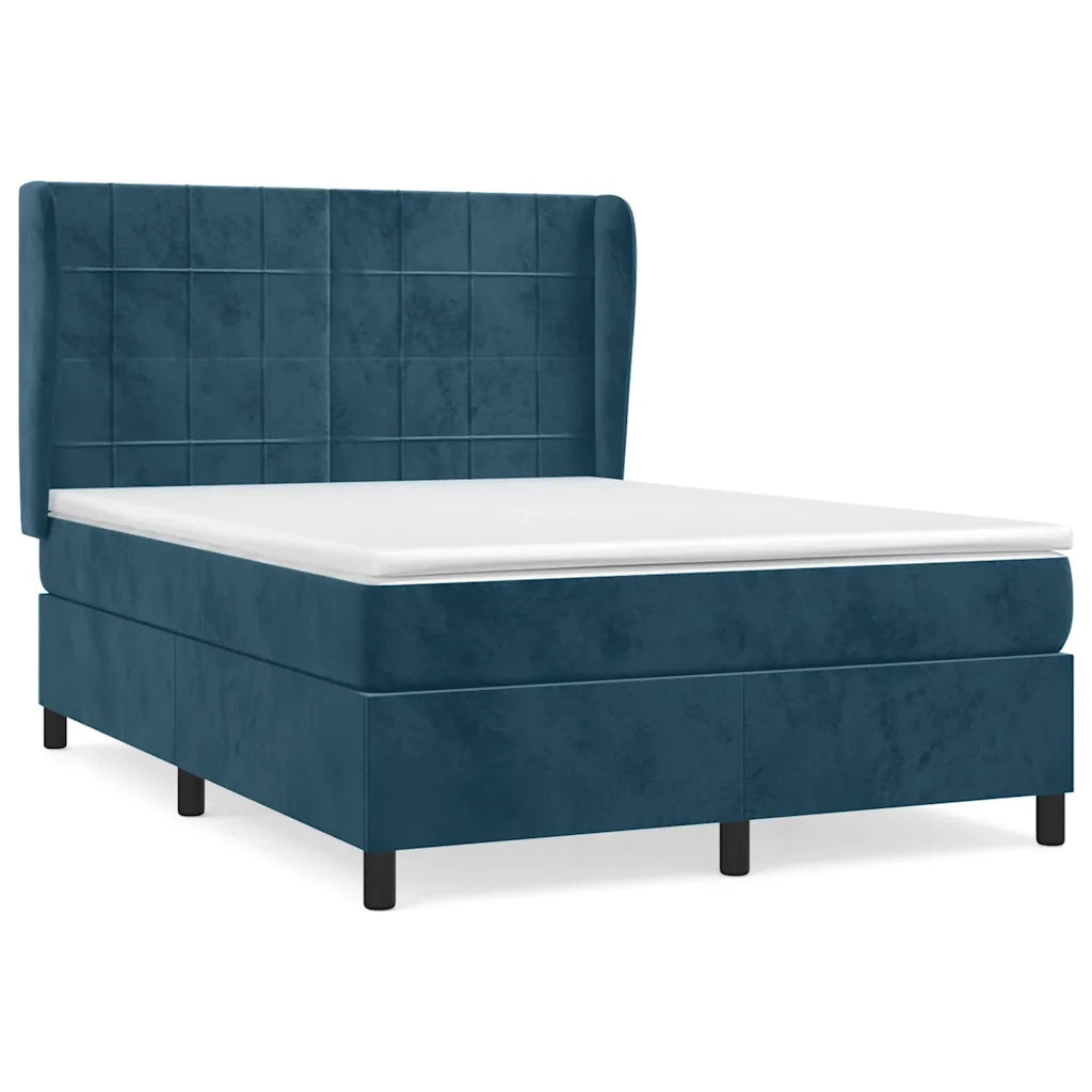 Giroletto a Molle con Materasso Blu Scuro 140x190 cm in Velluto 3129211