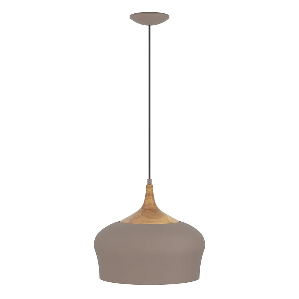 Lampadario A Sospensione Minimal Obregon Acciaio Marrone Crema 1 Luce E27