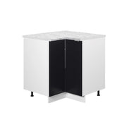 Mobile ad angolo cucina Fame-Line Nero rigato/Bianco 80.5 cm, PL Marmo Vicco