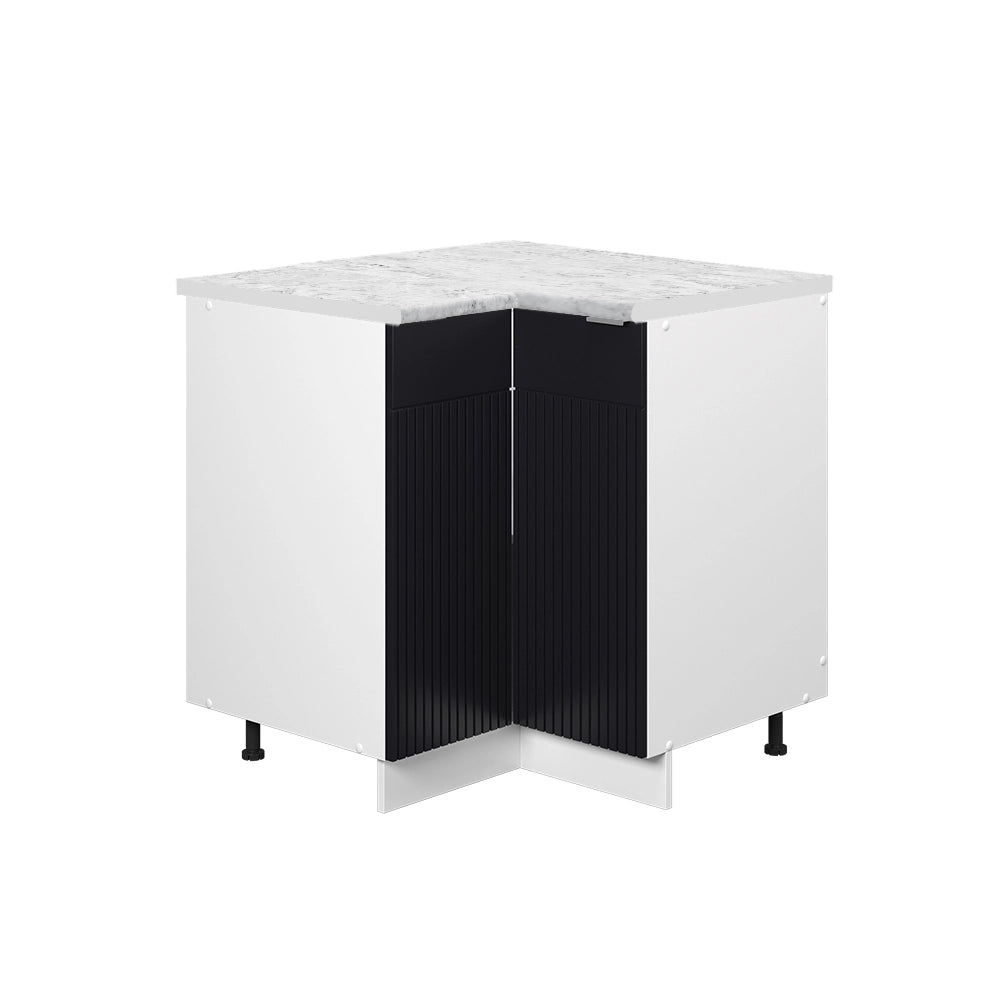 Mobile ad angolo cucina Fame-Line Nero rigato/Bianco 80.5 cm, PL Marmo Vicco