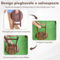 Tavolino Laterale da Giardino in Legno, Tavolino Pieghevole con Piano Traforato e Maniglia Sollevabile, Tavolino da Caffè per Interni ed Esterni con Manico per Casa, Piscina, Patio(Modello 1)