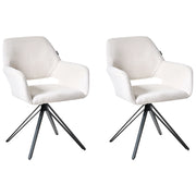 Set di 2 sedie da pranzo imbottite in poliestere Bianco sporco con gambe nere in ferro Arredamento per sala da pranzo in stile moderno