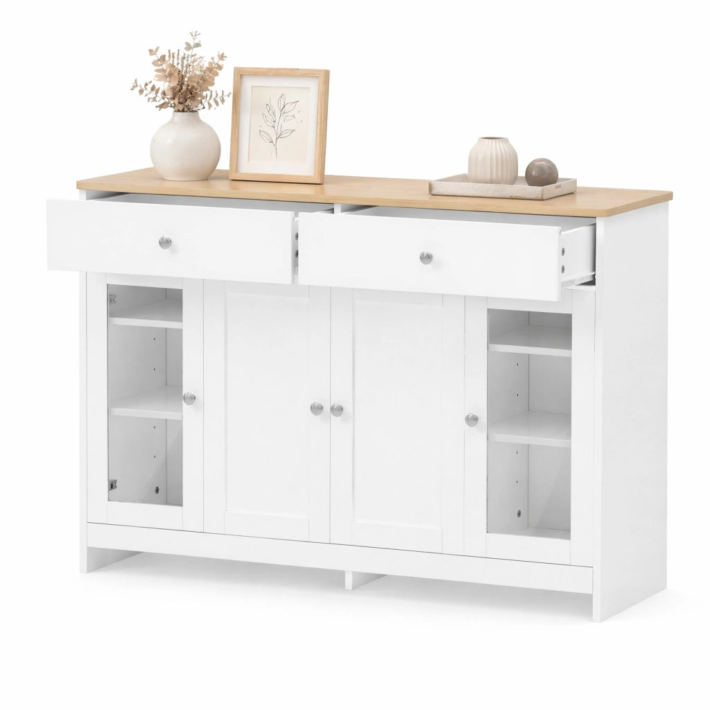 Credenza buffet stile rustico 120 cm con 4 ante e 2 cassetti