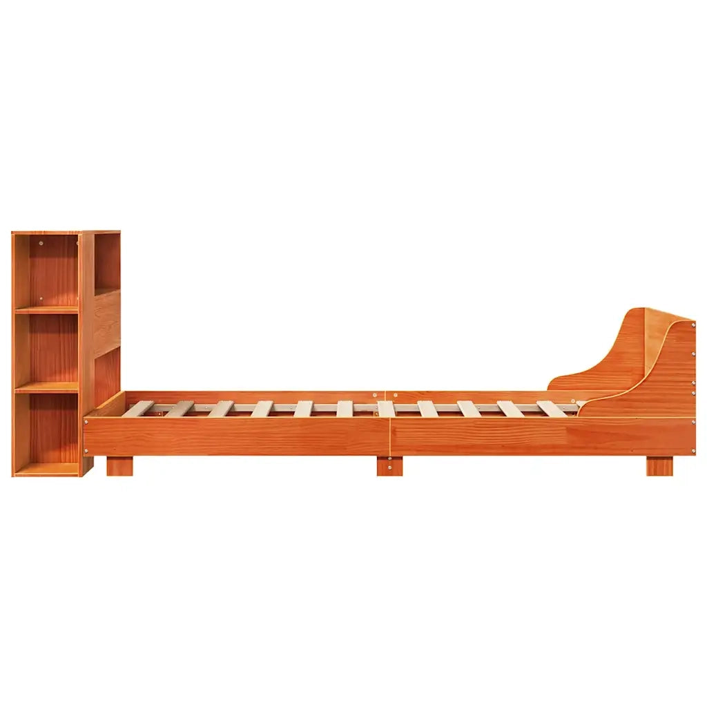 vidaXL Giroletto senza Materasso Marrone Cera 100x200 cm Legno di Pino