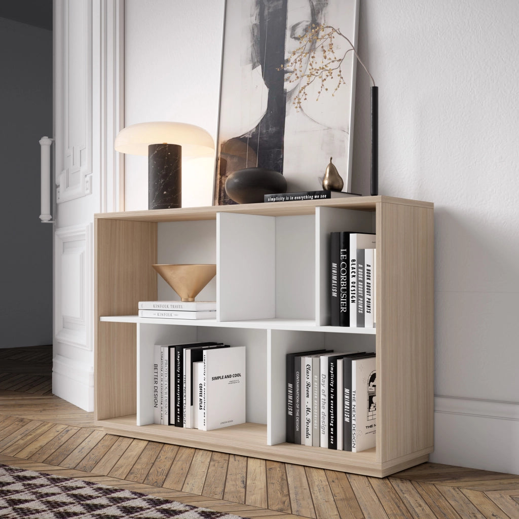 Libreria Herdasa effetto noce chiaro e bianco 80x119x32