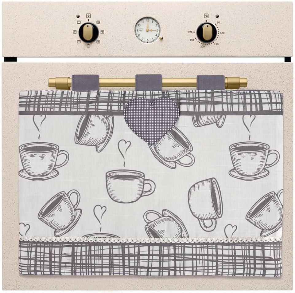 Copriforno Morbido Shabby Chic Cuori Passanti Tessuto Chiusura Velcro Proteggi Forno Cucina Dis.B