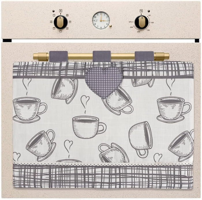 Copriforno Morbido Shabby Chic Cuori Passanti Tessuto Chiusura Velcro Proteggi Forno Cucina Dis.B
