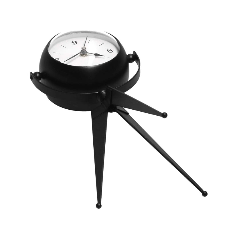 Orologio da tavolo metallo nero quadrante bianco cm 14x11h30
