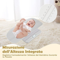 Bilancia per Neonati, Bilancia con Vassoio Rimovibile per Misurazione del Peso Corporeo e dell'Altezza, Bilancia Digitale con Schermo LED per Bambini, Animali Domestici e Adulti