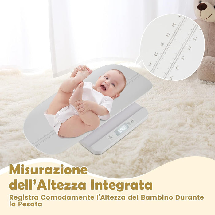 Bilancia per Neonati, Bilancia con Vassoio Rimovibile per Misurazione del Peso Corporeo e dell'Altezza, Bilancia Digitale con Schermo LED per Bambini, Animali Domestici e Adulti