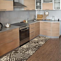 Tappeto Cucina 3D Passatoia Antiscivolo Piastrella Maiolica Marrone 50x110 cm