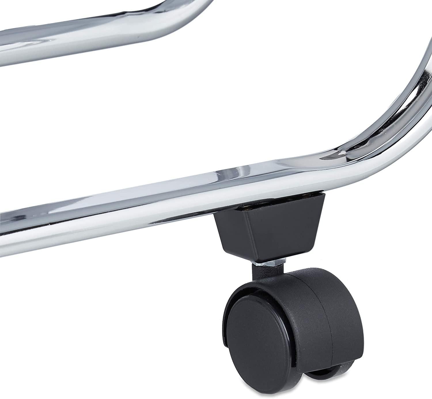 Carrello su ruote carrello da cucina pieghevole 2 livelli metallo nero 13_0000890_2