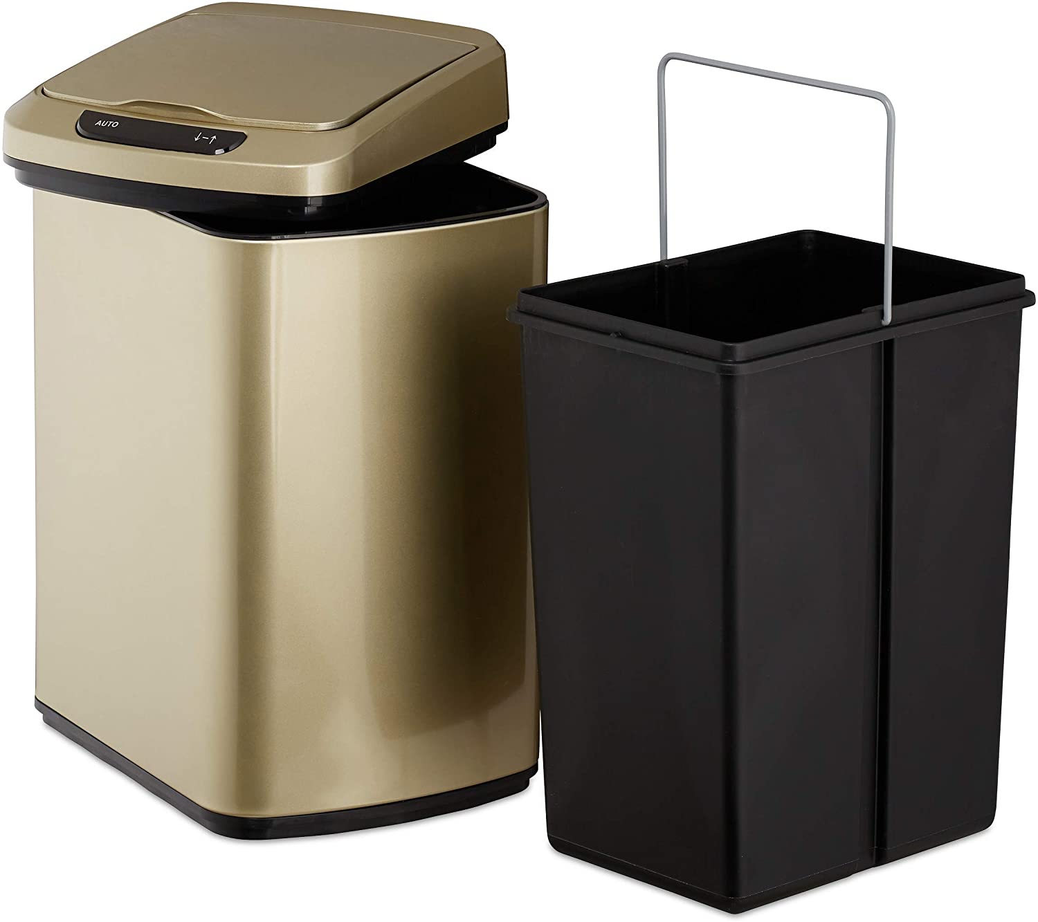 Pattumiera da cucina coperchio automatico con guarnizione contenitore 12 litri oro 13_0002336_3