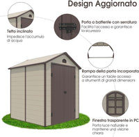 Capanni da Esterno, Casetta Porta Attrezzi da Giardino in PVC con Sfiati, Finestra, Porta con Cerniera, Capanni Resistente alle Intemperie da Giardino e Fattoria, 192 x 190 x 226 cm
