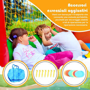 Casa Gonfiabile, Castello Gonfiabile con Scivolo, Parete per Arrampicarsi, Borsa di Trasporto, Regalo Perfetto per Bambini 3-10 Anni, Uso Interno ed Esterno