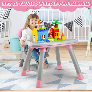 Seggiolone Pappa per Bambini 6 in 1, Seggiolone per Neonati Convertibile, Tavolo per Costruzioni per Bambini, con Imbracatura a 5 Punti, per Bambini da 6 Mesi fino 3 Anni (Rosa)
