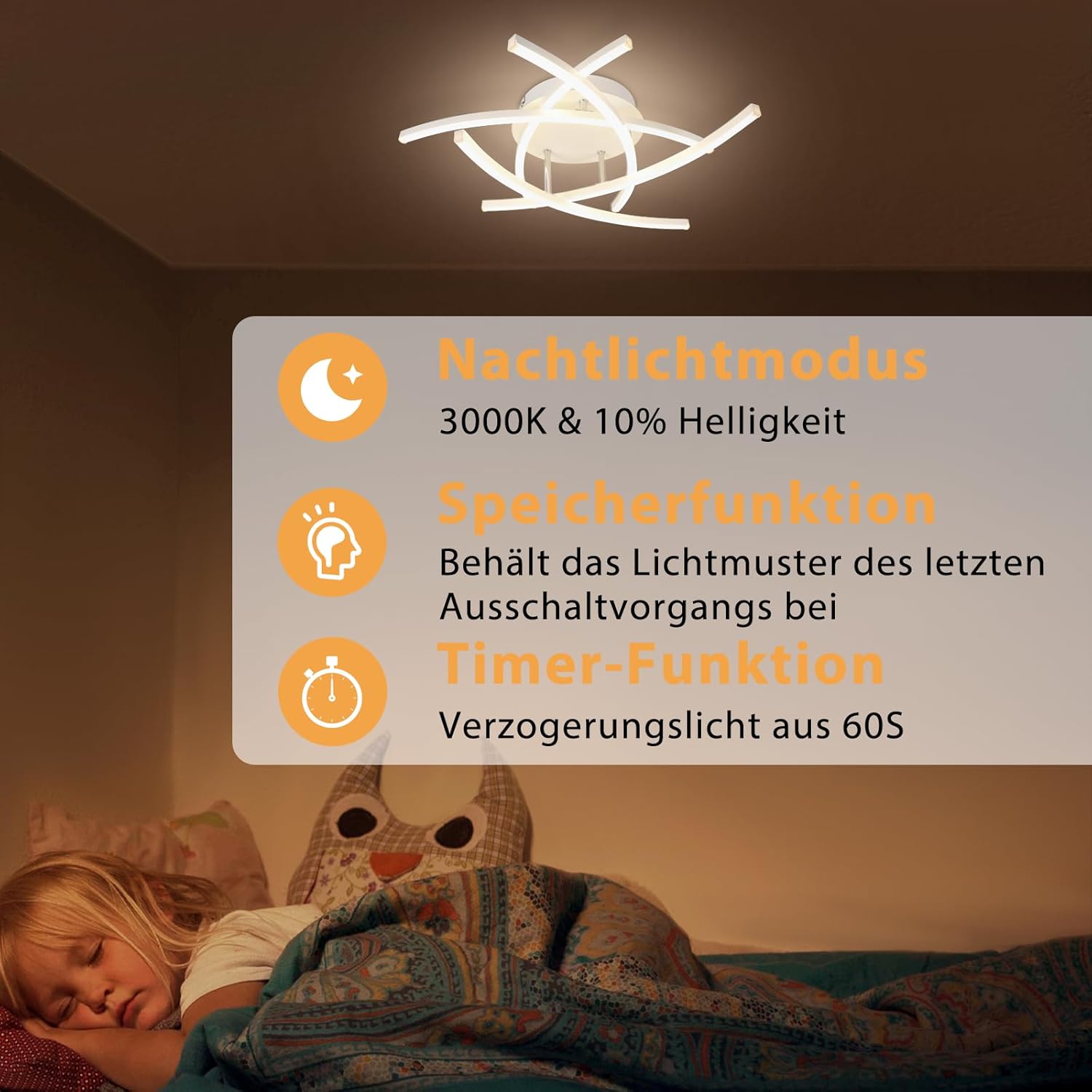 ZMH Lampada da soffitto plafoniera LED design bianca 32W telecomando per soggiorno ufficio