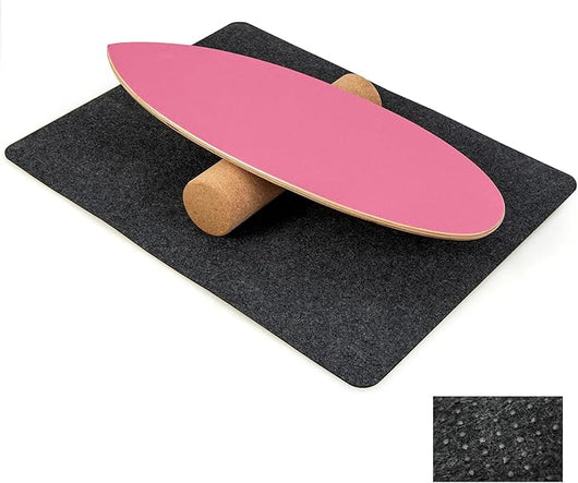Balance Board in Legno, Tavola di Equilibrio con Rullo e Tappetino per Allenamento Skateboard Hockey Snowboard Surfing, Attrezzi 3 in 1 per Esercizi Equilibrio e Tonificazione Core