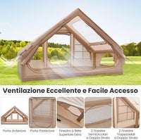Tenda da Campeggio Gonfiabile, Tenda Gonfiabile Impermeabile per 4-6 Persone con Pompa, Finestre in Rete, 2 Porte e borsa da Trasporto, per Campeggio e Picnic, 300 x 210 x 200 cm