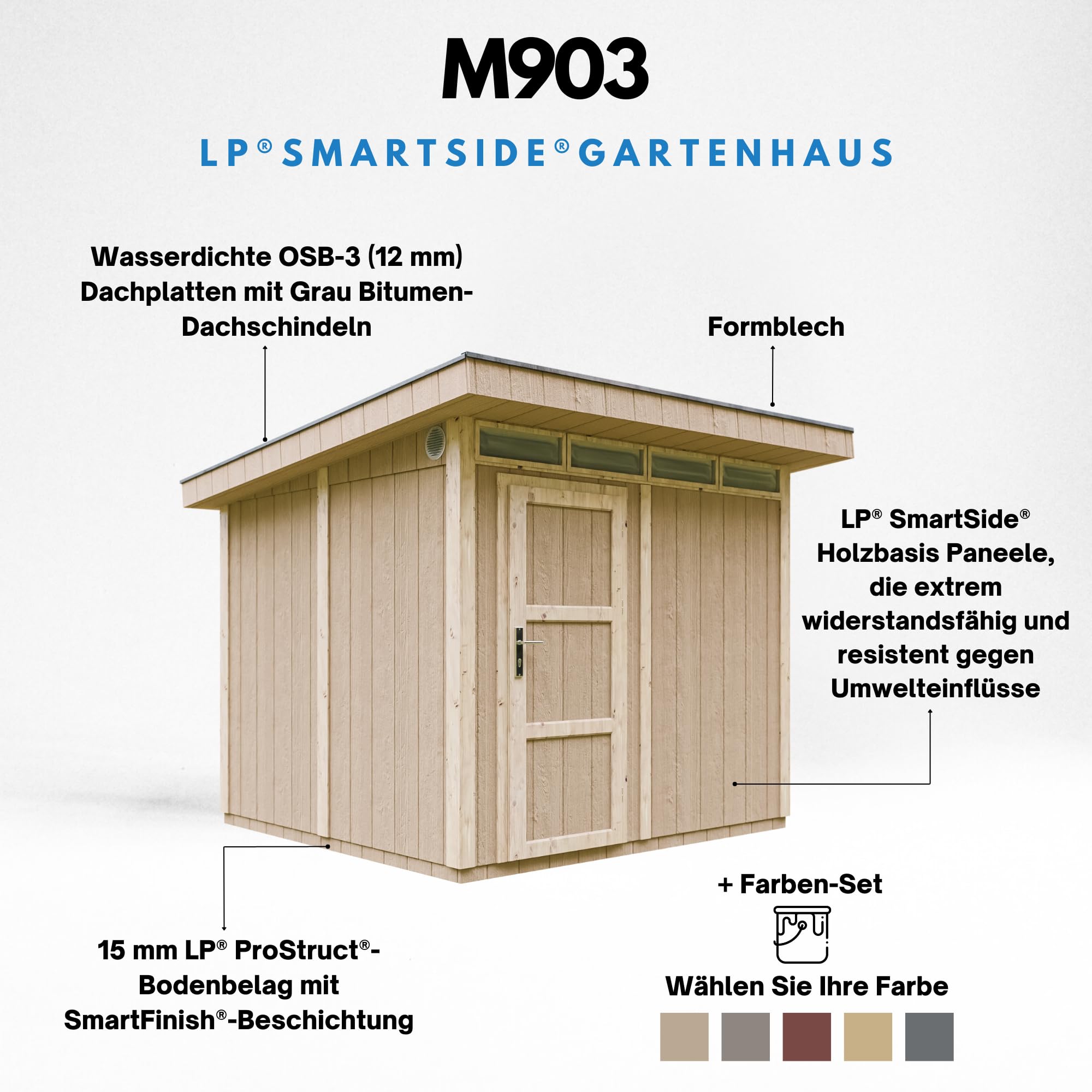 Casetta da Giardino di QUALIT? PREMIUM 5,9m?²-L279xW293cm - TIMBELA M903-TUNDRA GREY