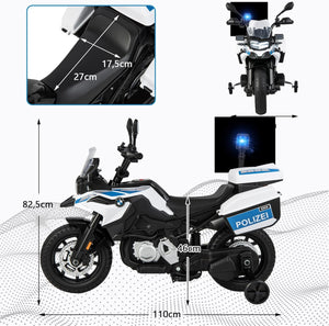 12V BMW Moto Cavalcabile per Bambini, Moto Elettrica con 2 Ruote di Formazione Rimovibili, Regalo per Bambini 3-8 Anni, 3-6 km/h