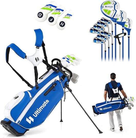 Set Completo di Mazze da Golf con Sacca a Treppiede, Include con Driver 1 da 460CC, Legno 3, Ibrido, Ferri 5, 6, 7, 8, 9, P, S, Putter e Copertura Antipioggia per Destrimani
