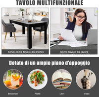 Tavolo da Pranzo 160 x 80 x 76 cm, Tavolo da Cucina Rettangolare con Piano Grande e Gambe Robuste, Tavolo per Massimo 8 Persone (Nero)