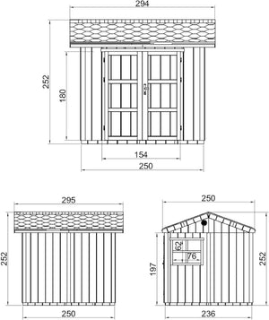 Casetta da giardino di qualit? premium 5,9 m² - H252x250x294 cm - Timbela M913A-TUNDRA GREY