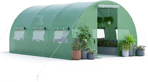 Serra da Giardino, Serra Tunnel per Orto e Piante con Copertura Resistente, Struttura Robusta in Acciaio Zincato, Finestre Avvolgibili e Porte con Cerniera (400 x 300 x 200 cm)