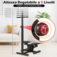 Stepper Fitness con Manubrio Regolabile in Altezza, Display LCD, Pedali Antiscivolo e Resistenza Idraulica, Stepper in Metallo, ABS, PP e EVA per Casa, Ufficio e Palestra