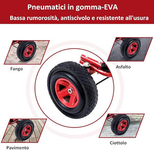 Go Kart a Pedali per Bambini, con Sedile Regolabile e Freno a Mano, Go Kart Veicolo per Bambini 3-8 Anni, Portata Massima 30 kg (rosso)