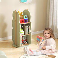 Scaffale Rotante per Bambini, Organizzatore per Giocattoli a 5 Ripiani, Mensola Girevole a 360° per Angolo, Scaffale da Terra per Camera dei Bambini Sala Giochi Asilo, 47,5x47,5x96 cm