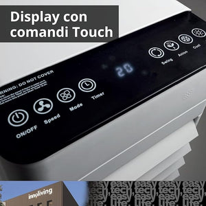 Innoliving Raffrescatore d’Aria Caldo/Freddo 7 Litri INN-508NEW, con Funzione Calore, Pannello Touch, Display Digitale, Telecomando, 3 Velocità, Oscillazione 140°, Serbatoio Removibile