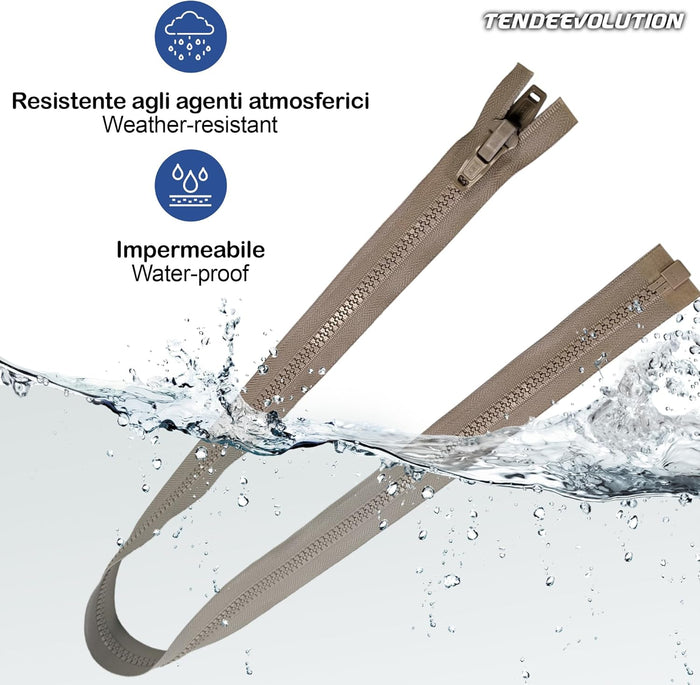 Cerniera Lampo Divisibile Blu 200cm Nautica Catena 10 - Resistente ai Raggi UV e Corrosione - Ideale per Imbarcazioni & Teli