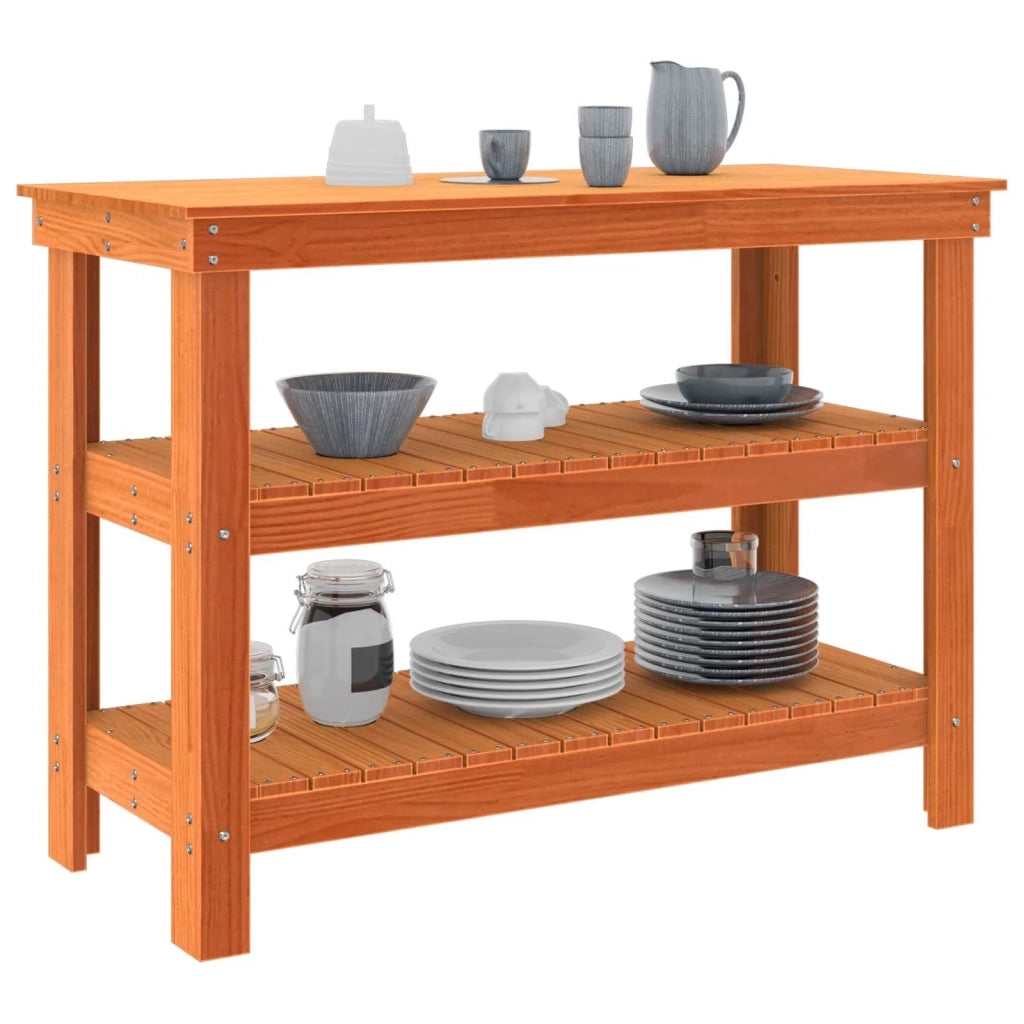 Banco da lavoro con lo scaffale Cera marrone 110,5 x 50 x 80 cm 865377