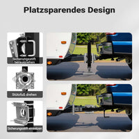 Piede stabilizzatore per rimorchi roulotte, max 900 kg, regolabile in altezza con manovella, con pedale e perno di sicurezza