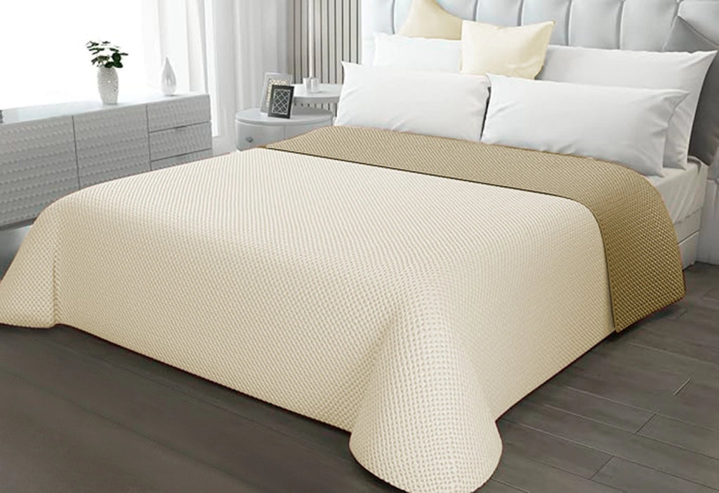 Trapuntino Copriletto Double Face Mezza Stagione Coperta Trapunta Leggera 2 Piazze Beige