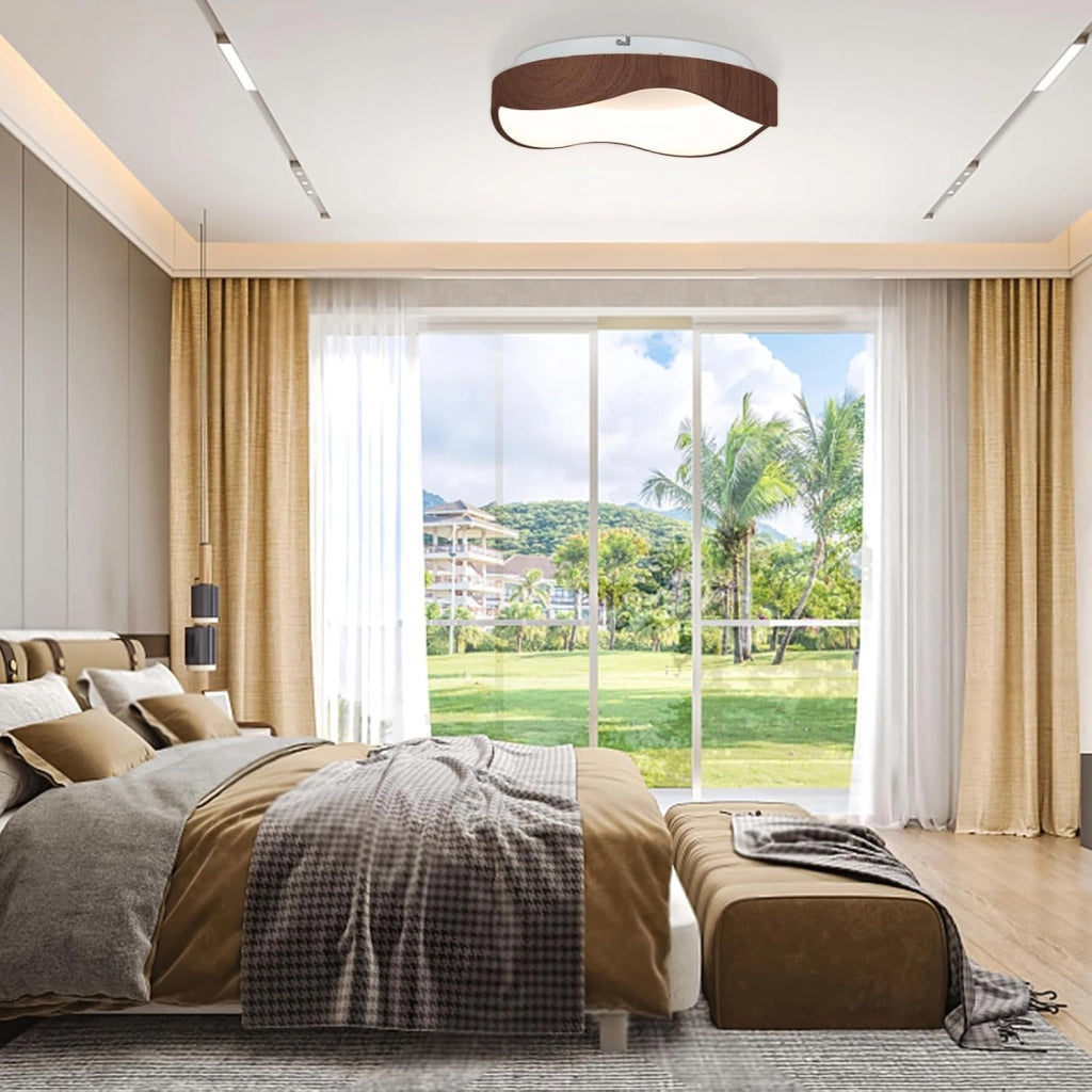 Lampada da Soffitto LED, Plafoniera LED Moderna da 24W Effetto Legno con Telaio in Metallo 3000K, Ideale per Camera da Letto, Soggiorno, Bagno, Corridoio e Ufficio [Classe di efficienza energetica F]