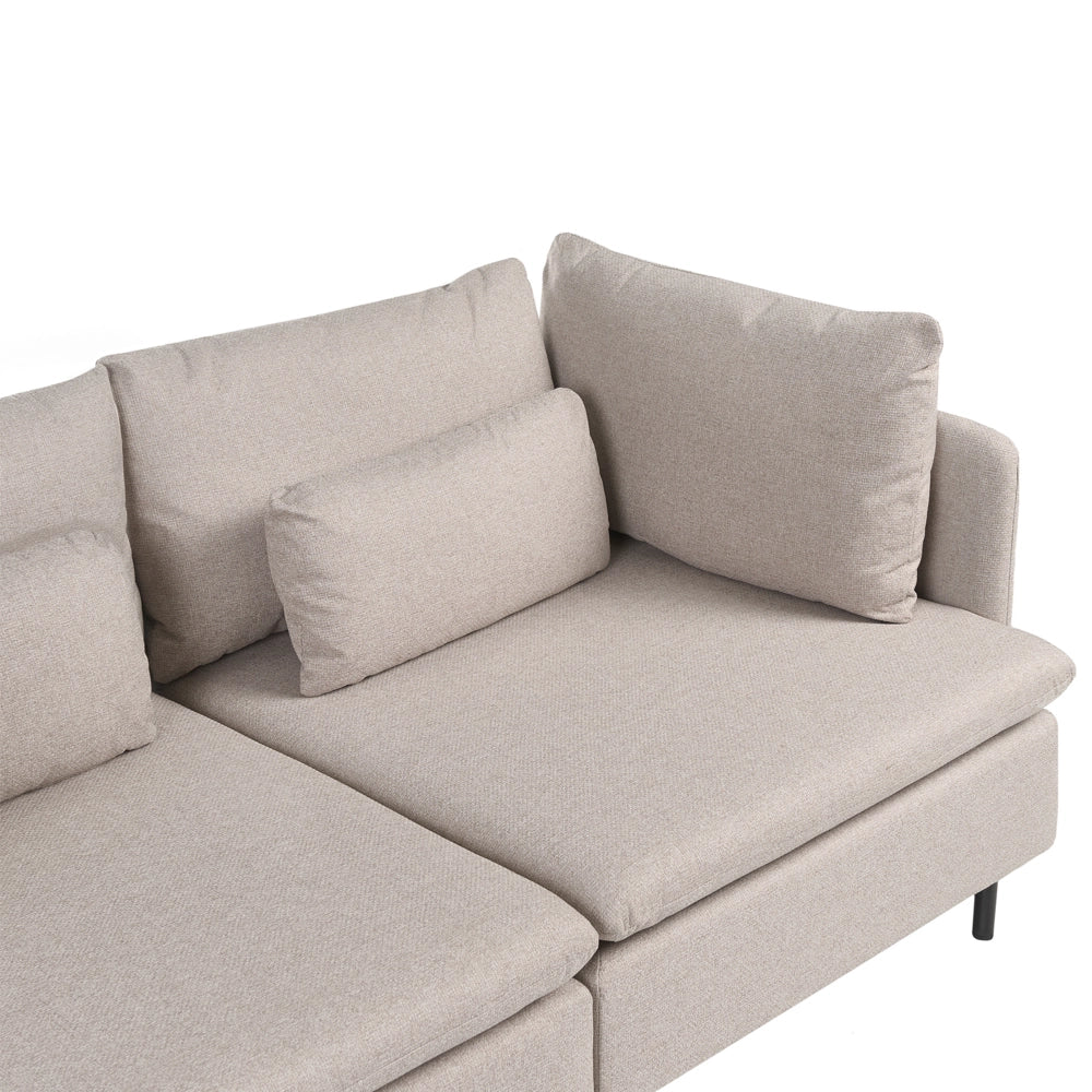 Divano componibile a 3 posti in tessuto tre elementi angolari beige stile moderno
