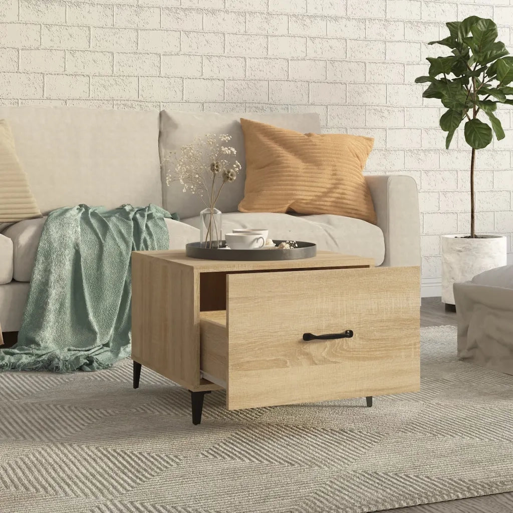 Tavolino da Salotto Gambe in Metallo Rovere Sonoma 50x50x40 cm 812733