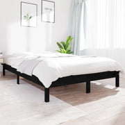 Giroletto-Struttura Letto Nero 160x200 cm in Legno Massello di Pino