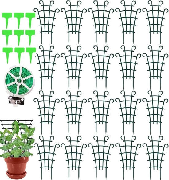 Sostegno per piante - 20 pezzi di aiuto per piante da appartamento - Reticolo per piante da posizionare in pile - Sostegni per vasi di fiori - Reticolo per piante da realizzare in casa - Sostegno per piante