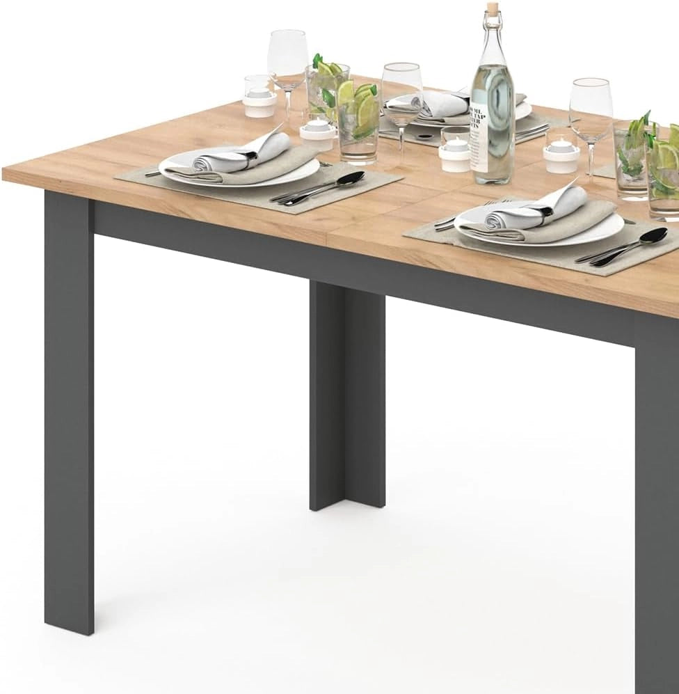 Tavolo da pranzo Karlos, Quercia dorata, 140 x 90 cm, per l'utilizzo come tavolo da pranzo fisso in soggiorno o sala da pranzo