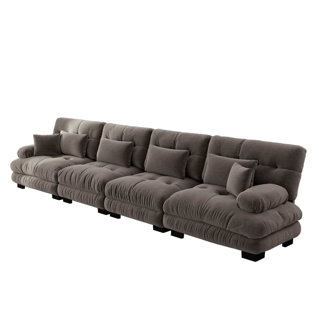 Divano modulare in chenille marrone HOMVRA