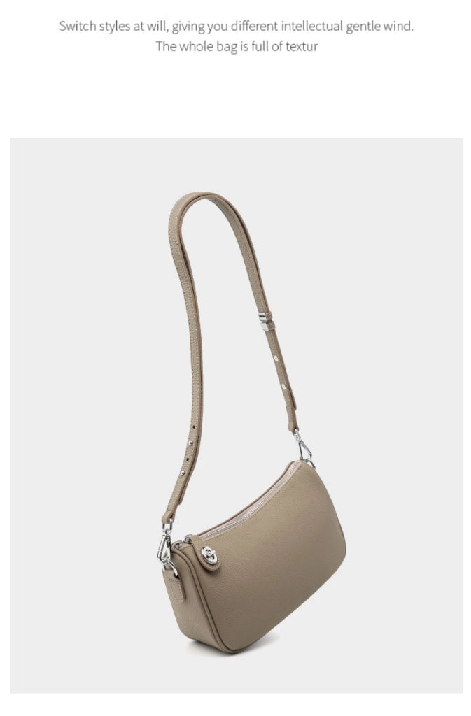 Borsa a tracolla da donna Swinger in vera pelle, colore grigio.