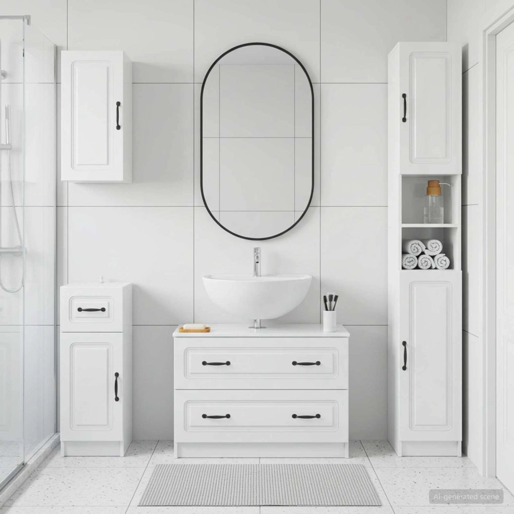 Set di Mobili da Bagno da 4 Pezzi UTRECHT Bianco Lucido 3417976