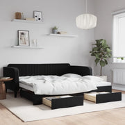 Divano Letto Estraibile con Cassetti-Sofa Letto-Daybed Nero 100x200 cm in Velluto 607344