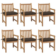 Sedie da Giardino 6 pz e Cuscini Grigio Talpa Massello di Teak cod mxl 47930