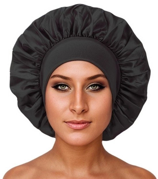 Pareo per capelli - 2 pezzi - Copricapo per capelli - Bordo largo cinturino elastico alto - Capotto per capelli - Copricapo per capelli regolabile - Copricapo per capelli elastico (30x30cm) - nero